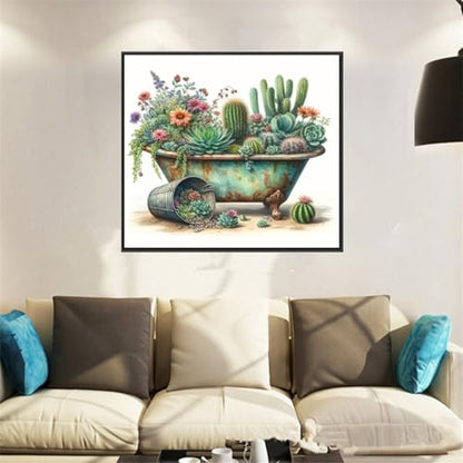 KTHOFCY 5D DIY Diamond Painting Kits for Adults, Flowers and Cacti Full Drill Embroidery Cross Stitch Crystal Rhinestone Paintings Pictures Arts Wall Decor Painting Dots Kits 11.8X11.8 inch