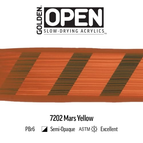 GOLDEN OPEN Slow-Drying Acrylics, Mars Yellow, 2 fl. oz. Tube - color: Mars Yellow, size: 2 Fl Oz (Pack of 1)