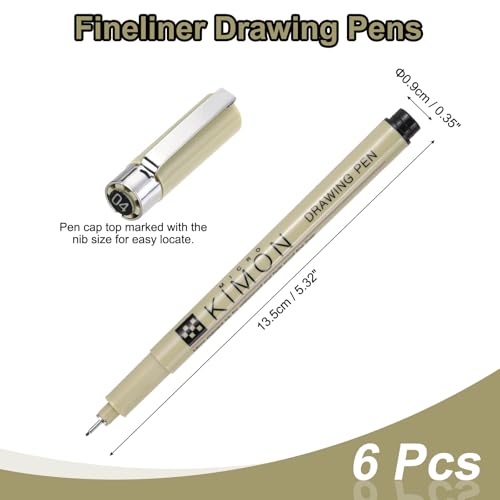PATIKIL Fineliner Pens, 0.4mm Fine Points Drawing Pen Waterproof Inking Markers Liner Artist Watercolor Supplies Drawing Kit for Adult Sketching Journaling, Pack of 6 - style: 0.4mm Fine Points