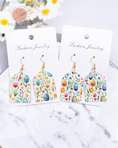 Puocaon Easter Polymer Clay Transfer Paper - 18 Pcs Spring Floral Eggs Easter Clay Transfer Sheets for Earrings Jewelry Making - color: eggs plant