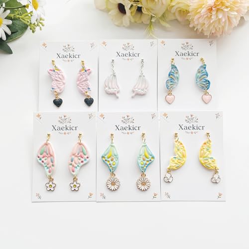 12 Pairs Butterfly Wing Polymer Clay Cutters - Detailed Texture Jewelry Making Tools for Earrings & DIY Crafts, Soft Clay Shaping Molds - color: 2E color