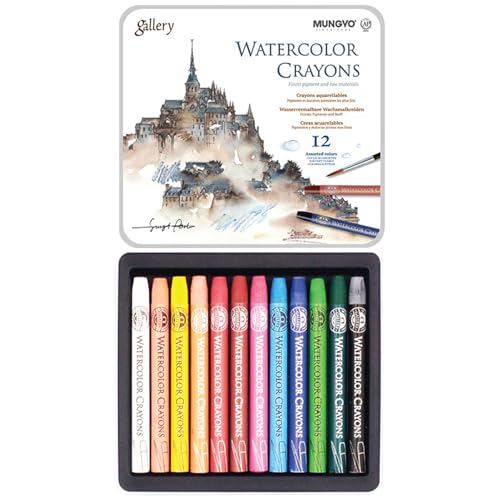 Watercolor Stick Set, 12 Colors with Tin Case – Professional Watercolor Sticks for Adults, MUNGYO