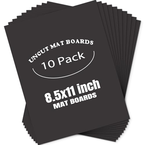 AUEAR 8.5x11 Uncut Picture Mat Boards, 10 Pack Black Matt Boards for Print - color: Black, size: 8.5x11