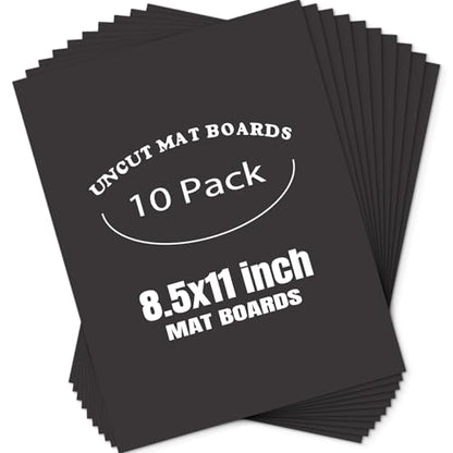 AUEAR 8.5x11 Uncut Picture Mat Boards, 10 Pack Black Matt Boards for Print - color: Black, size: 8.5x11