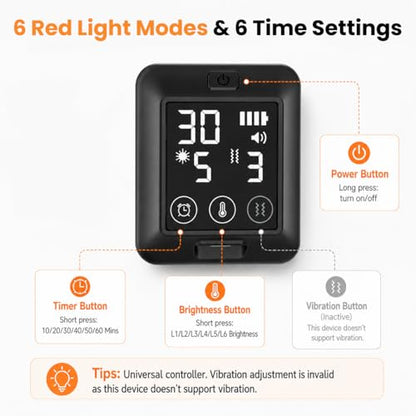 Cordless Red Light Therapy Heat Pad for Back, 660nm & 850nm Near Infrared Red Light Wrap with 6 Brightness Levels 6 Time Settings, 5000mAh Rechargeable Wearable Light Belt for Body
