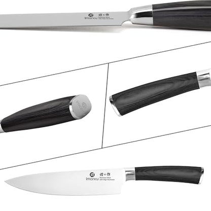 imarku 8 Inch Japanese SUS440A Stainless Steel Gyutou Chef Knife, Black | Ultra Sharp Kitchen Knife Blade, Smooth Polished Cutting Edge, Comfortable Pakkawood Grip, Premium Gift for Men and Women - color: Deep Black