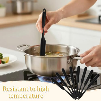 9 Pcs Silicone Jar Spatulas, Narrow Heat-Resistant Reusable Scraper, Black | Long Handle Kitchen Spatulas, Cake Cream Spatulas Set, Non-Stick Heat Resistant for Jam, Paint, Sourdough, Waxing, Resin - color: Black