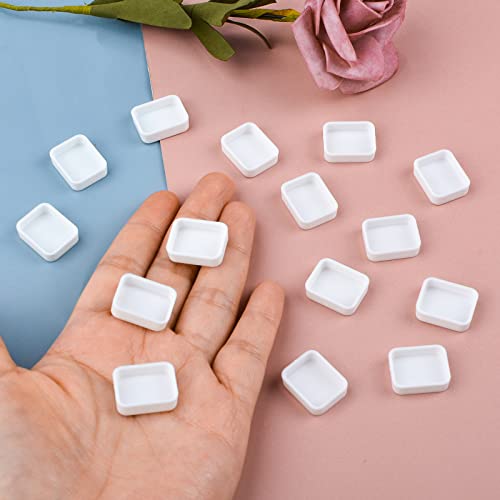 WANDIC Empty Watercolour Paint Pans, 100 Pcs White 1ML Paint Pans Plastic Paint Tins for DIY Watercolor Oils Watercolour Pans Replacements
