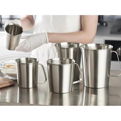 18/8 Stainless Steel Measuring Cup with Handle and Pour Spout, Heavy Duty Kitchen Food Prep Cup for Cooking, Baking, Coffee and Bar Use, 16 OZ (2 Cup, 500 ML) - color: Flat Handle, size: 16 OZ (2 Cup, 500 ML)