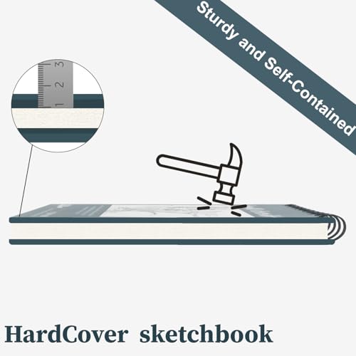 Fuxi Small Sketch Book, Spiral-Bound Sketchbook 5.5 x 8.5 2-Pack 200 Sheets | Small Sketchbook, 100 Sheets Each, 68lb/100gsm Drawing Paper Pad, Small Sketch Pads for Drawing for Adults, Kids & Beginners. - color: Aegean Blue