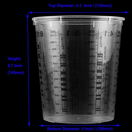 48 Pack 45 OZ Graduated Plastic Mixing Cups, Clear Paint Mixing Cups with Multiple Mixing Ratios for Paint, Epoxy, Resin, Art, Kitchen, Activators, Thinner