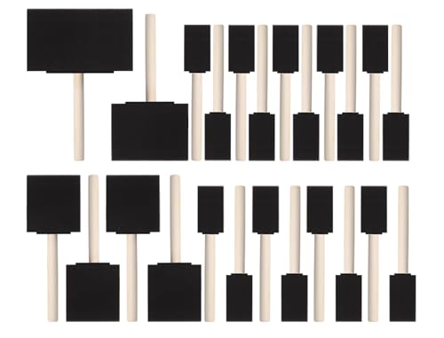 24 Pcs Foam Paint Brushes Set, 1'',2'',3'',4'', Sponge Paint Brush, Wooden Handles Foam Brush for Painting, Craft, Staining, Varnish, Touch Up, Art, Acrylics - size: 24 Packs Mixed Sizes