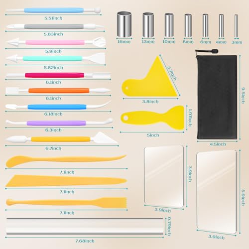 Amrules 25 Pcs Polymer Clay Sculpting Tools Kit for Adults | Multi-Functional for Carving, Dotting & Molding, Ideal for Art Class & Pottery Studio, Comes with Zipper Storage Bag - color: Circlecutter-25Pcs
