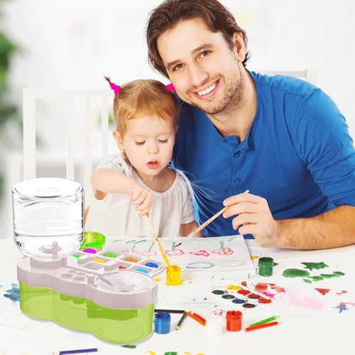 BoAn 2025 Upgraded Paint Brush Cleaner Tool – All-in-One Paint Brush Washer, Rinse Cup, Holder, and Palette for Artists Beginners | Ideal Art Supplies for Watercolor & Acrylic Painting(Green) - color: green