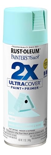 Rust-Oleum Painter's Touch 2X Ultra Cover Spray Paint, Satin Aqua - color: Satin Aqua, size: 12 Ounce (Pack of 1)