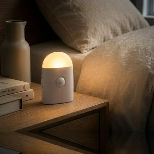 Motion Sensor LED Night Light,Warm White Dimmable Rechargeable Stick & Hook - style: 1 Pack