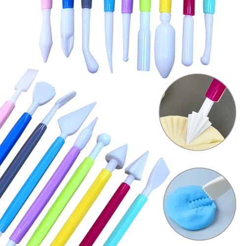 30Pcs Clay Sculpting Tool Set, Polymer Clay Kit with Silicone Sculpting Brushes, Wooden Carving Tools, Ball Stylus, Dotting Pens & Smoothing Sponge, Multi-Function Craft Tools for Pottery, Ceramic - color: 30Pcs