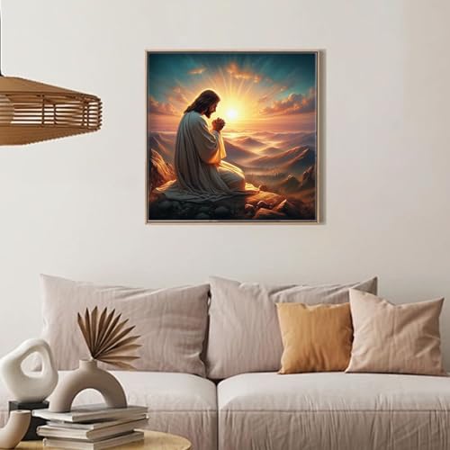 Camocin Diamond Art Kits for Adults, Praying Jesus Diamond Painting | Gem Art, Diamond Dot, 5D Full Round Drill, Religious Faith Christian Wall Decor, DIY Craft Gift, 14 x 14 Inch - color: LBDP1P31
