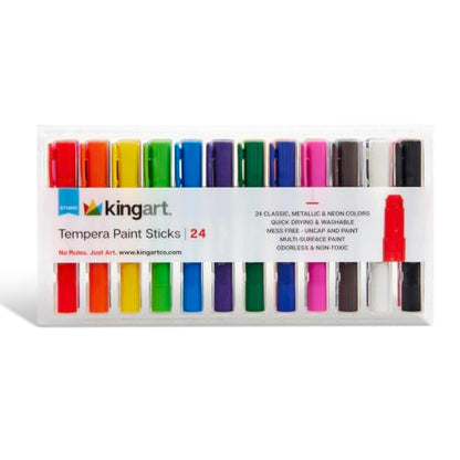 KingArt Studio Tempera Paint Sticks, Set of 24, Unique Colors 24 Piece