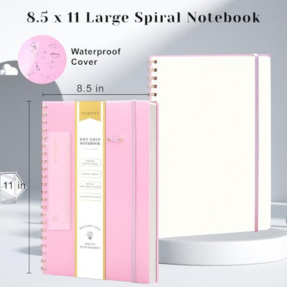 Yoment Bullet Dotted Journal Spiral Notebook 8.5 x 11 A4 Dot Grid Notebooks | 100 GSM Thick Dot Paper, Large Journaling Notebooks for Work School Sketching, A4 Pink - color: Pink, style: F - Dotted - A4