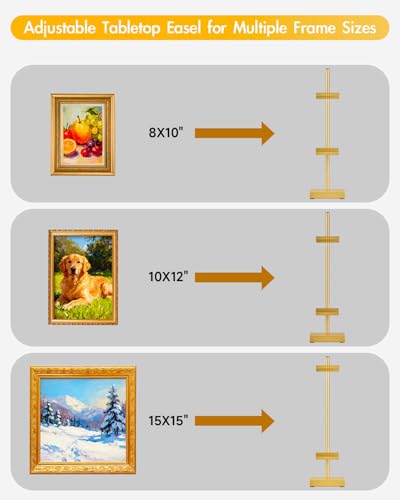 Rofio Gold Easel, 17" Adjustable Tabletop Picture Frame Stand for Signs - color: Gold