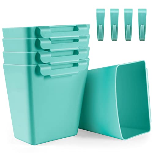 5 Pack Hanging Cup Holders, Multipurpose Rolling Cart Accessories Utility Cart Accessories for Art Craft Supplies, Space Saving Hanging Storage Basket Pencil Holder Makeup Organizers (Blue) - color: Blue