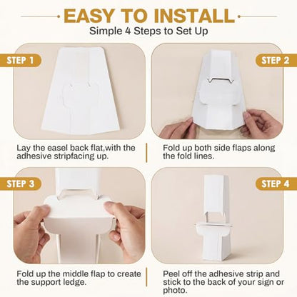30 Pack Cardboard Easel Stand 15" & 12" Self Adhesive Cardboard Easel Back Display Stand for Table Top Photo Picture Poster Foam Board Painting Canvas Art Craft Retail Wedding Sign Holder - size: 12" & 15"