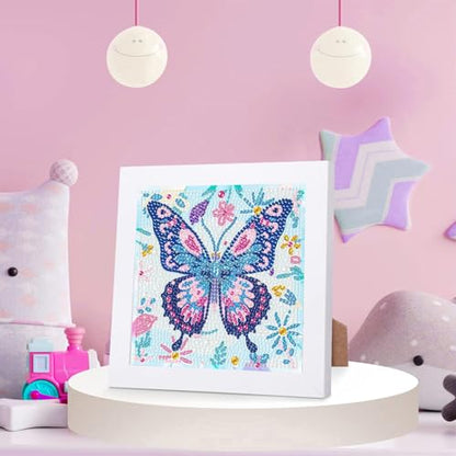 Butterfly Diamond Art Painting Kits for Kids with Frame Ages 6-12 (7x7 in) - color: CC1035