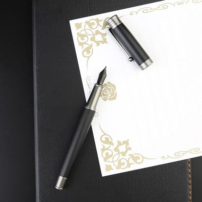 Fountain Pen Set - Fine & Medium Nibs, Includes 18 Ink Cartridges, Ink Refill Converter & Syringe Filler, Gift for Writing, Journaling & Calligraphy MU-13