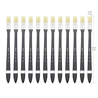 XDT#2365 Hake Artist Paint Brush 12 Piece Set #0.59in, Medium Stiff Hog Bristle Paint Brushes for Acrylic Painting, Acrylic Oil Watercolor - size: #0.59 12Pc