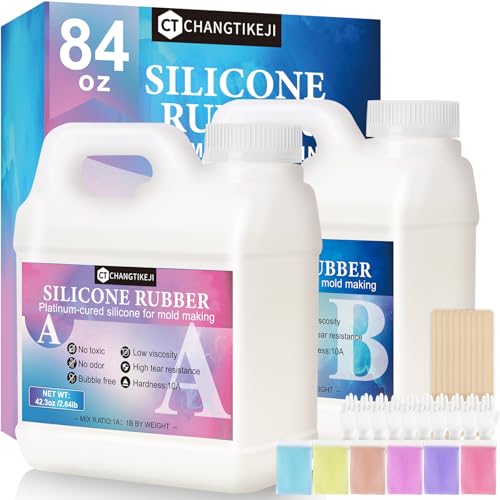 CHANGTIKEJI Silicone Mold Making Kit 84oz 10A Elastic Liquid Silica Gel,Translucent Fast Cure Platinum Silicone Rubber for Silicone Molds,3D Molds,Resin Molds - size: 84 OZ