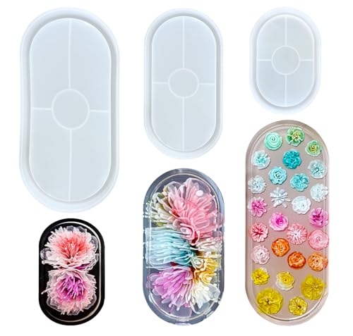 3 Pcs Oval Thickened Silicone Resin Tray Molds for DIY Trinket Storage | Durable Silicone Coaster Mold for epoxy resin, jewelry ring trinket storage, soap tray Perfect for home decoration,DIY crafts - color: Oval Coaster Tray