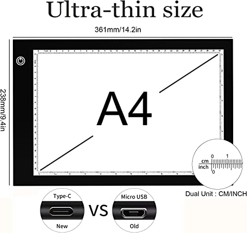 XIAOSTAR Light Box Drawing Pad, 12000 Lux LED Tracing Board A4, USB Powered (Not Rechargeable) PMMA Panel, Adjustable Brightness for Diamond Painting, Sketching, Animation, X-Ray–Includes Accessories | for Artists,Animation Drawing,Sketching,Animation,X-r