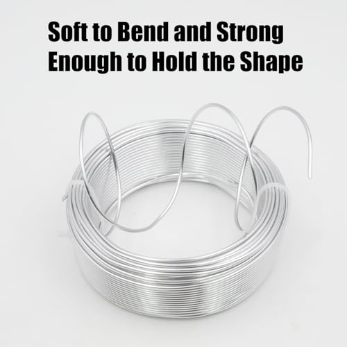 15 Gauge Aluminum Craft Wire, 98FT 1.5mm Silver Bendable Metal Wire | Anodized Jewelry Wire for Crafts, Jewelry Making, Floral Arranging, Sculpting, Armature, Bonsai, Wire Wrapping, Lightweight - size: 15, style: Silver