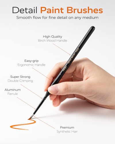 JusArt 10-Piece Detail Paint Brush Set, Miniature Paint Brushes for Models, Acrylic Oil Watercolor, Professional Fine Detail Brushes for Adults & Miniature Painters