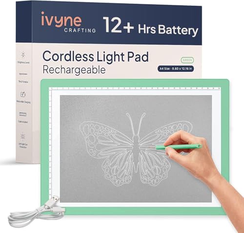 iVyne Rechargeable A4 Light Pad for Tracing & Weeding - LED Light Board for Weeding Vinyl - for Cricut Vinyl Weeding Tools - Ultra-Thin & Portable - Perfect for Artists & Crafters - Green - color: Green, size: Rechargeable - Light Pad