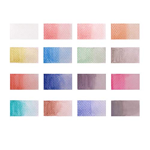 Mont Marte Metallic Watercolor Set, Pearl Paint, 17 Piece, 16 Vibrant Colors, 1 Paint Brush