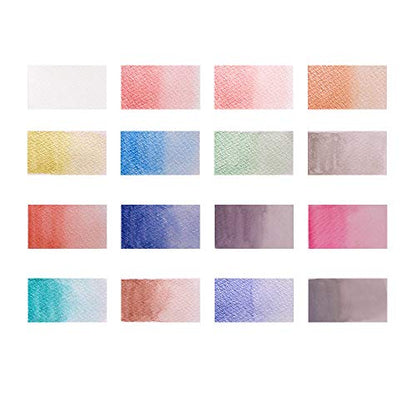Mont Marte Metallic Watercolor Set, Pearl Paint, 17 Piece, 16 Vibrant Colors, 1 Paint Brush