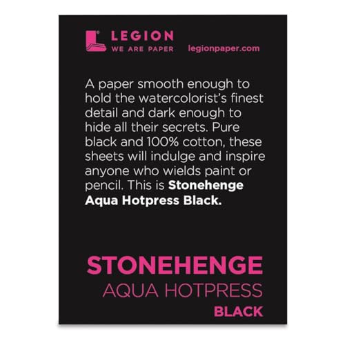 Stonehenge Aqua Black Medium Weight Mini Pad, 140lb, Hotpress, 2.5 x 3.75 Inches, 10 Sheets for Wet and Dry Media - size: 2.5x3.75