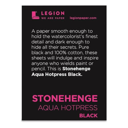 Stonehenge Aqua Black Medium Weight Mini Pad, 140lb, Hotpress, 2.5 x 3.75 Inches, 10 Sheets for Wet and Dry Media - size: 2.5x3.75