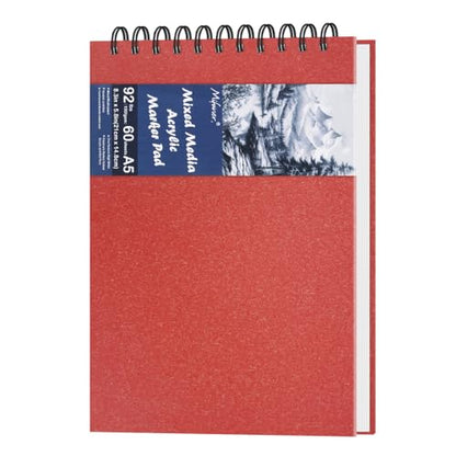 8.3" x 5.8" Hardcover Sketchbook,Top Spiral Bound Mixed Media Sketch Pad,60 Sheets 92lb/150 GSM Acid-Free Drawing Paper,Small Travel Artist Journal Notebook for Adults Beginners,Art Supplies.Red - color: 150gsm-bright white paper red