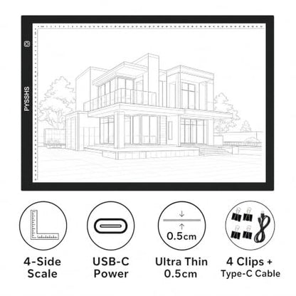 A2 Premium LED Light Board for Diamond Art Painting & Tracing, USB-Powered with 3 Brightness Levels, Upgrade Eye-Protection Design for Vinyl Weeding, Sketching with Clips - No Mesh No Dot - size: A2 (Premium)
