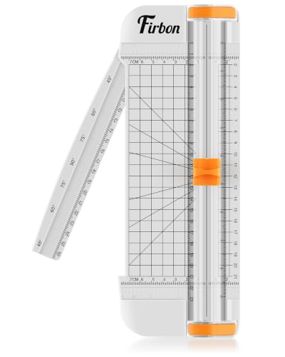 Firbon A5 Paper Cutter, Small Straight Paper Trimmer with Side Ruler | White Compact Design | Cuts Photo, Cardstock, Labels & Coupons | Portable Desktop Slicer | Scrapbooking & Craft Projects - color: A5-white