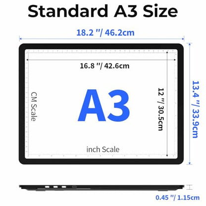 Heanolier Rechargeable A3 Light Board with Stand & Bag for Diamond Painting,5100 Lux Magnetic Light Pad with Side Buttons,Wireless Light Box for Tracing,LED Light Table for Sketching,Drawing,Artcraft - size: A3 with Stand & Padded Case