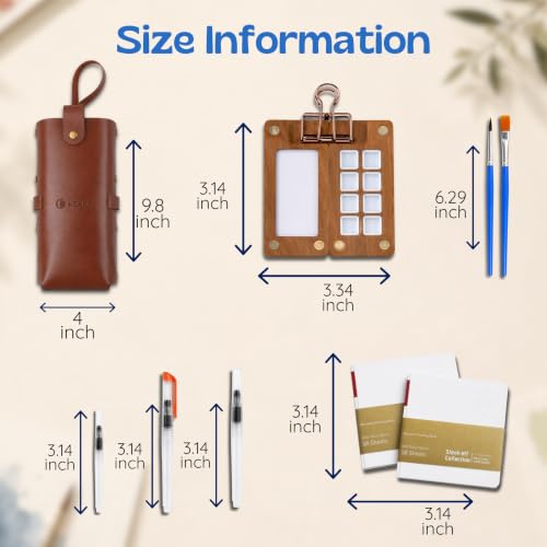 KEAXY Travel Watercolor Set - Mini Paint Kit - Portable Pocket Palette | Durable materials resist wear from travel and use. All-in-one, compact workspace for on-the-go creativity