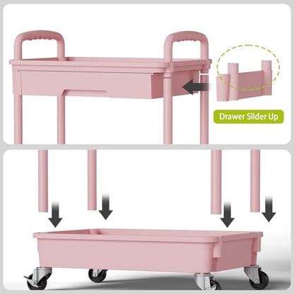 Sorgion 5 Tier Rolling Cart Organizer,Bathroom Cart Organizers with Wheels Laundry Room Organization Mobile Shelving Unit Utility Cart Storage Shelves Multi-Functional for Office, Home(Pink) - size: 5Tier-Pink