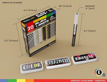 TOOLI-ART Black And White Acrylic Paint Markers Paint Pens Set For Rock Painting, Canvas, Mugs, Metal, Glass Paint, Fabric, Wood, DIY. Non Toxic, Quick Dry,Waterbas (EXTRA FINE) - style: EXTRA FINE
