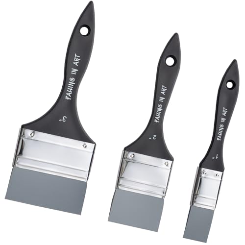 Falling in Art 3Pcs Silicone Paint Brush Set, Flat Shaped Painting Tool - size: 1''&2''&3''
