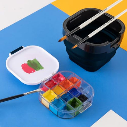 Falling in Art 16 Wells Airtight Paint Palette with Lid, Blue - color: Blue