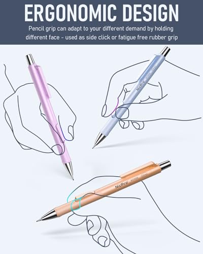Nicpro 8 Pack Pastel Mechanical Pencil 0.5mm, Cute Pencils Fast Click | Mechanical Pencils Set with 480PCS HB Lead, 3 Erasers with Case, Aesthetic School Supplies for Writing Drawing Sketching - style: 8PCS-0.5mm